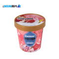 500ml 17 oz Helado impreso personalizado Caza de papel desechable de harina de maíz con tapa de plástico